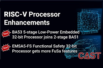 CAST Enhances RISC-V Processor Line for  Low-Power and Functional Safety Applications