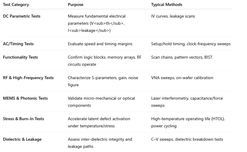 types of wafer testing